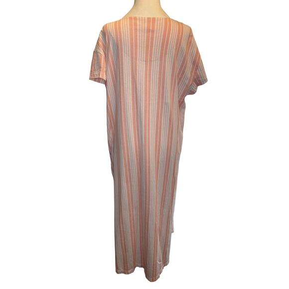 Stan Herman 100% SMALL Cotton orange white caftan jersey knit spilt Vneck lounge - Picture 3 of 10